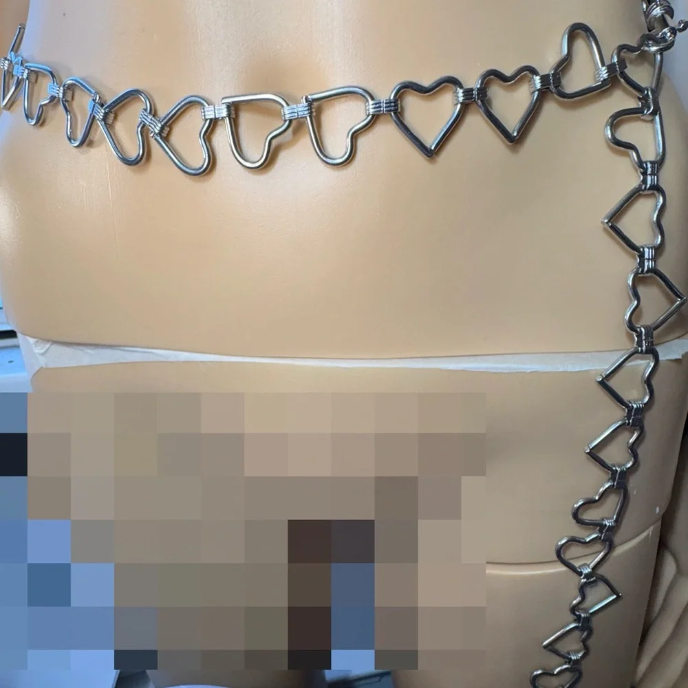 Silver Heart Chain Belt